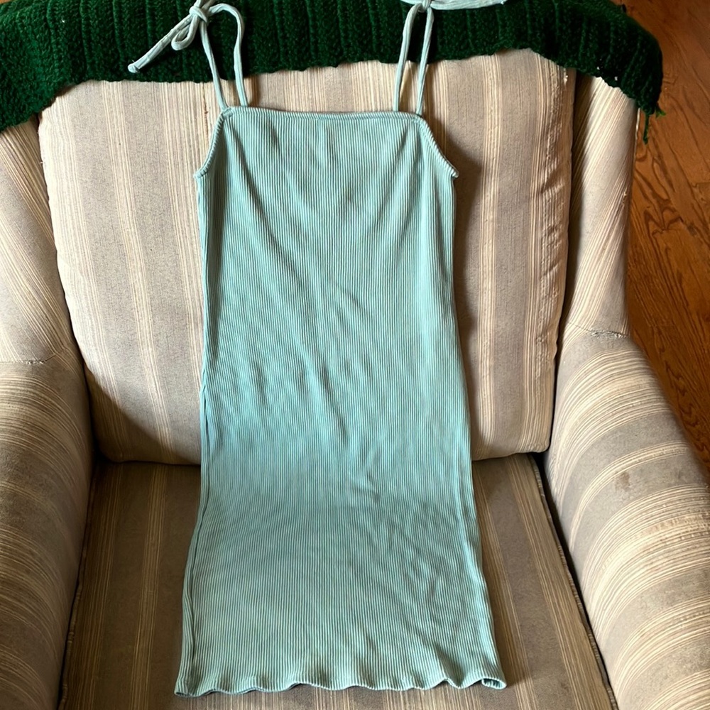 Sundress XS ribbed light teal green tie tank  EUC -in like new condition